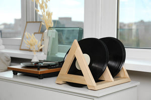 Vinyl Records Player White Wooden Drawer Dresser Indoors