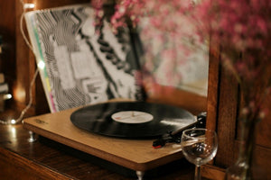 vinyl record on a custom turntable